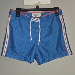 Original Penguin Blue Swim Trunks with White and Orange Accents